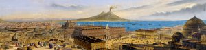 Vogelperspektive auf den Königspalast und die Piazza Plebiscito in Neapel, Italien von Italian School