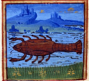 Krebszeichen. Italienisches Horoskop; Mitte des 15. Jahrhunderts.