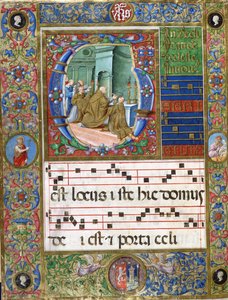 Choralminiatur mit Papst Alexander II, der in der Abtei die Messe feiert von Italian School