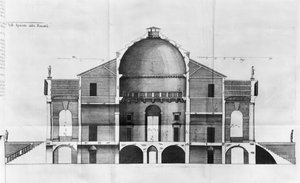 Querschnitt der Villa Rotonda bei Vicenza, entworfen von Andrea Palladio (1508-80)