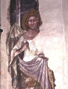 Gekrönte Figur mit Palmwedel, möglicherweise ein Engel von Italian School