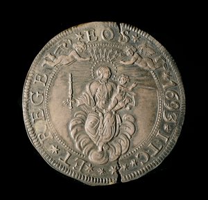 Währung der Republik Genua: ECU breit in Silber. Durchmesser 61 mm. 1693. Rückseite. Genua Musei di Strada Nuova (inv, M7097) von Italian School