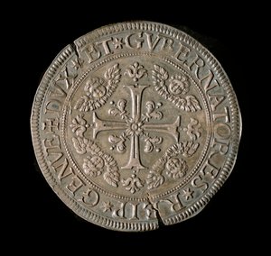 Währung der Republik Genua: ECU breit in Silber. Durchmesser 61 mm. 1693. Vorderseite. Genua Musei di Strada Nuova (inv, M7135) von Italian School