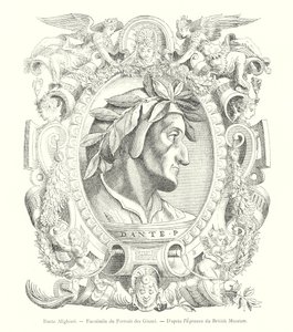 Dante Alighieri, Faksimile des Porträts der Giunti, nach dem Exemplar des British Museum von Italian School