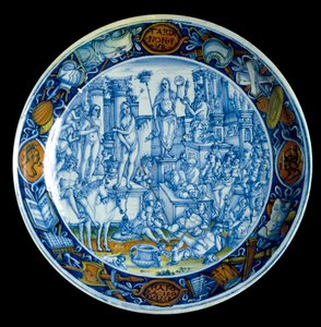 Dekorierte Platte, die die Allegorie der Selene, Göttin des Mondes in der griechischen Mythologie, darstellt