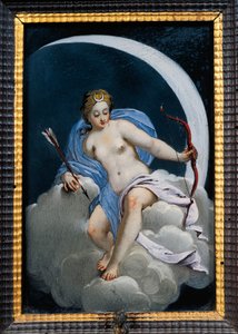 Darstellung des Mondes, Detail aus einem Kabinett des späten 17. und frühen 18. Jahrhunderts, Castello di Soragna, Emilia-Romagna, Italien von Italian School