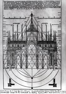 Entwurf für den Mailänder Dom, Illustration aus De Architectura von Vitruvius, Como, 1521 von Italian School