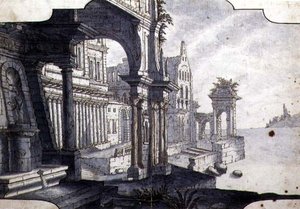 Entwurf für ein Bühnenbild (um 1750) von Italian School