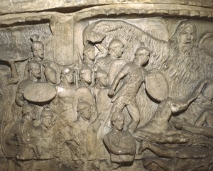 Detail eines Abgusses der Säule des Marcus Aurelius, das Wunder des Regens darstellend