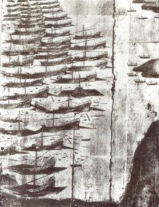 Detail aus einem Stich, der die Formation in der Schlacht von Coron darstellt von Italian School
