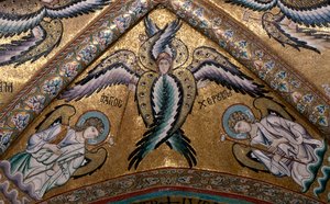 Detail eines Engels aus dem Gewölbe der Apsis (Mosaik) von Italian School