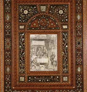 Detail eines Elfenbeinstichs, nach Memling (ca. 1433-94), aus einem Schrank, der Maria Stuart (1542-87) und Franz II. (1544-60) als Hochzeitsgeschenk gegeben wurde (Holz und eingelegtes Elfenbein) von Italian School
