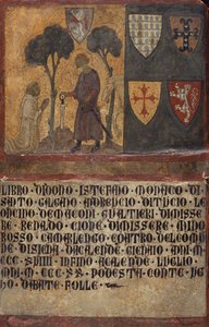 Don Stefano, Mönch von San Galgano, kniet vor St. Galgano