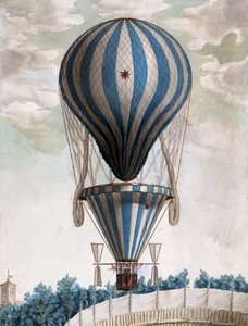 Früher Heißluftballon im Flug