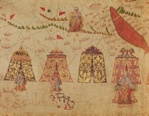 Ostafrika und das Rote Meer mit Prester John und den legendären Königen Afrikas, Detail aus einer Karte des Mittelmeers von Vesconte de Maggiolo, 1563
