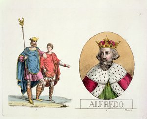 Eduard der Bekenner und König Alfred, Tafel 7 aus Die Geschichte der Nationen (Aquatinta)