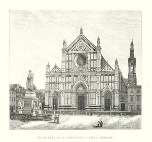 Kirche und Platz von Santa-Croce, moderne Fassade (Gravur) von Italian School