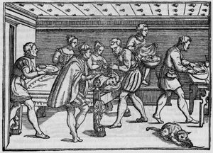 Gravur von 1574 in „Della Cirurgia“ (Über die Chirurgie) von Giovanni Andrea dalla Croce, italienischer Chirurg. von Italian School