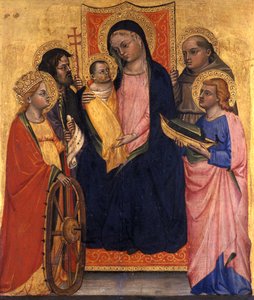 Thronende Madonna und Kind mit vier Heiligen, ca. 1400 von Italian School