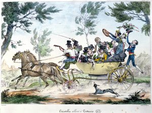 Expedition nach Testaccio, in der Nähe von Rom, in einer Caratella, ca. 1830