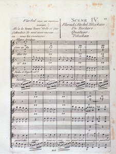 Erste Seite der Partitur von Lodoiska (Szene 4), Oper von Luigi Cherubini