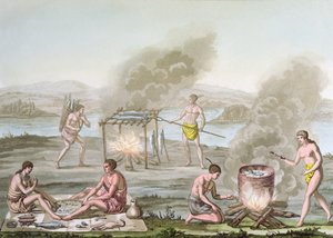 Florida-Indianer bereiten und kochen Essen, um 1820 von Italian School