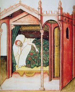 Der Schlaflose, Illustration aus Tacuinum Sanitatis Codex Vindobonensis
