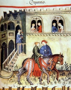 Reiten, Illustration aus Tacuinum Sanitatis Codex Vindobonensis