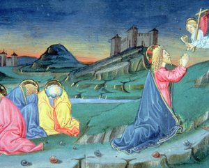 Fol.104r Nachdem er am Ölberg gebetet hatte, kommt ein Engel, um Christus zu trösten von Italian School