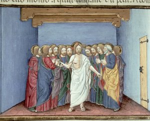 Fol.135v Jesus erscheint den Jüngern, die sich aus Angst vor den Richtern versammelt haben von Italian School