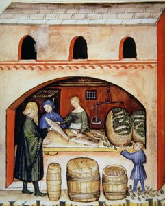 Gesalzener Fisch, Illustration aus Tacuinum Sanitatis Codex Vindobonensis von Italian School