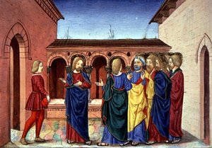 Fol.91v Christus kündigt an, dass die Krankheit des Lazarus nicht tödlich ist von Italian School