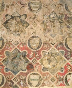 Fragment eines Freskos, dekoriert mit Wappen von Italian School