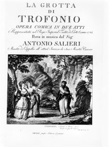 Frontispiz des Librettos von La Grotta di Trofonio, komische Oper in 2 Akten von Antonio Salieri (1750 - 1825). 1785