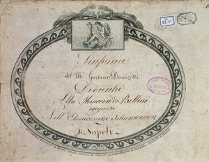 Frontispiz-Detail von "Sinfonia in mi bemolle maggiore: dedicata alla memoria di Bellini" von Gaetano Donizetti (1797-1848) von Italian School
