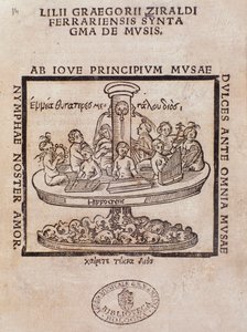 Frontispiz von Lilii Graegorii Ziraldi Ferrariensis Syntagma De Mvsis von Giglio Gregorio Giraldi