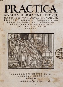 Frontispiz von Practica musica von Hermann Finck (1527-1558), deutscher Komponist und Musiktheoretiker von Italian School