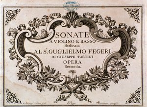 Frontispiz der Partitur für Sonaten von Giuseppe Tartini
