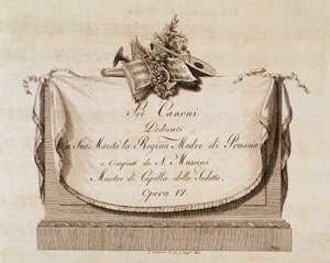 Frontispiz der Partitur von Sei canoni von Natale Mussini (1765-1837), gewidmet der Königin von Preußen von Italian School
