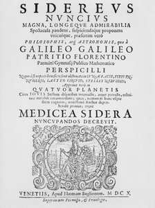 Frontispiz zu Sidereus Nuncius von Galileo Galilei, 1610