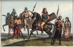 Germanischer Stamm der Alemannen - Gravur aus „Usi e Costumi di Tutti i Popoli dell