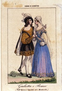 Giulia Grisi und Schutz interpretieren Romeo und Julia in „I Capuleti e i Montecchi“ (Die Capulets und die Montagues) von Vincenzo Bellini