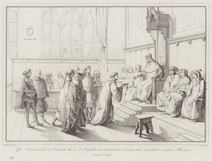 Die Botschafter von Eduard III., König von England, bitten die Republik um Hilfe gegen die Franzosen von Italian School