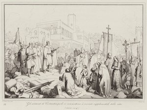 Die Bewohner von Konstantinopel unterwerfen sich den Kreuzfahrern und bitten um ihr Leben von Italian School