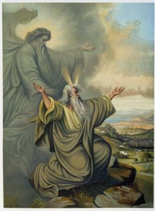 Gott zeigt Moses das Gelobte Land - in „Aurea Bibbia classica: storia della rivelazione divina nell
