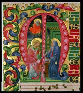 Historiated Initial M, die die Verkündigung darstellt