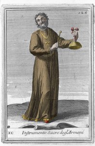 Heiliges armenisches Instrument: Musikinstrument ähnlich einer Glocke. Gravur aus „Gabinetto Armonico pieno d