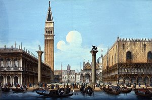 Il Molo, aus einer Serie von vier venezianischen Szenen, ca. 1850 von Italian School