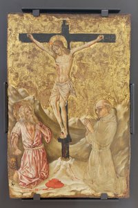 Das Kruzifix zwischen San Girolamo und San Bernardo da Siena, Meister der Verkündigung Jacqemart Andre