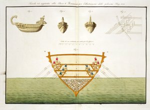 Illustration eines römischen Polyreme, Tafel 26, Klasse 5 aus Teil I der Geschichte der Nationen, graviert von A. Nani von Italian School